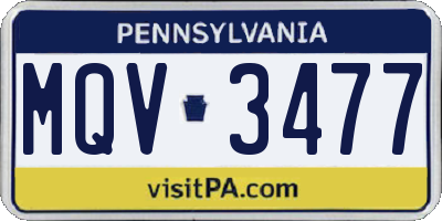 PA license plate MQV3477