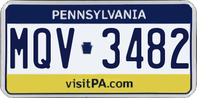 PA license plate MQV3482