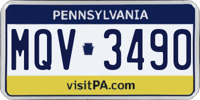 PA license plate MQV3490