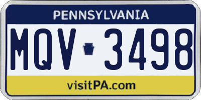 PA license plate MQV3498