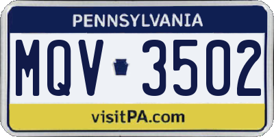 PA license plate MQV3502