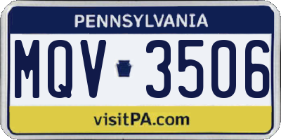PA license plate MQV3506