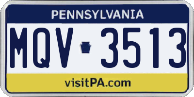 PA license plate MQV3513