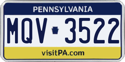 PA license plate MQV3522