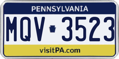 PA license plate MQV3523
