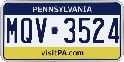 PA license plate MQV3524