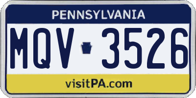 PA license plate MQV3526