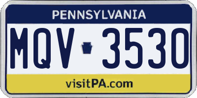 PA license plate MQV3530