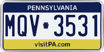 PA license plate MQV3531