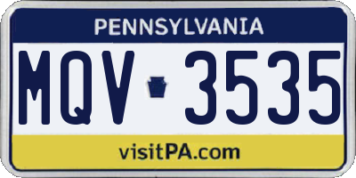 PA license plate MQV3535