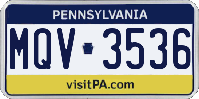 PA license plate MQV3536