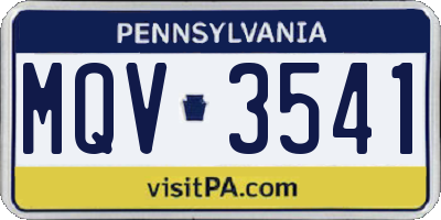 PA license plate MQV3541