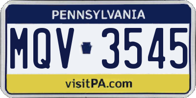 PA license plate MQV3545