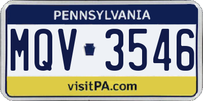 PA license plate MQV3546