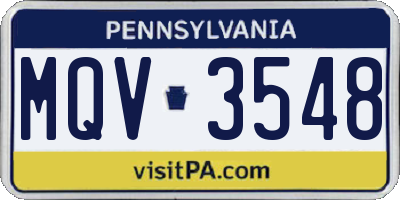 PA license plate MQV3548