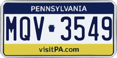 PA license plate MQV3549