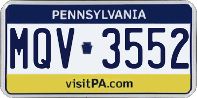 PA license plate MQV3552