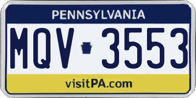PA license plate MQV3553