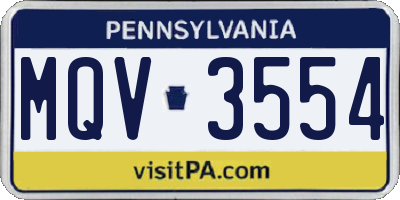 PA license plate MQV3554