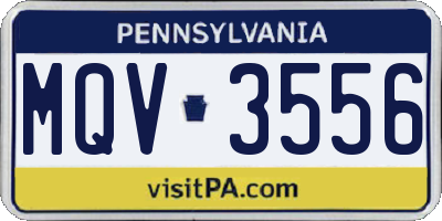 PA license plate MQV3556