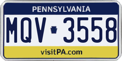 PA license plate MQV3558
