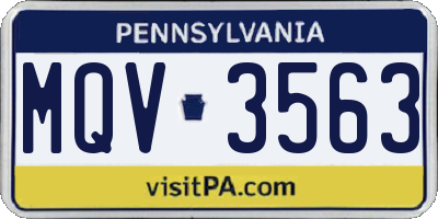PA license plate MQV3563
