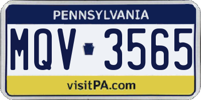 PA license plate MQV3565