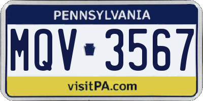 PA license plate MQV3567