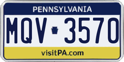 PA license plate MQV3570