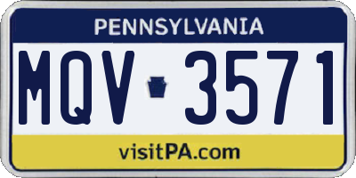 PA license plate MQV3571