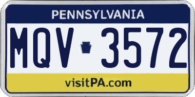 PA license plate MQV3572