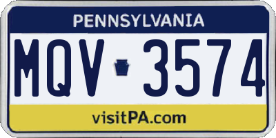 PA license plate MQV3574