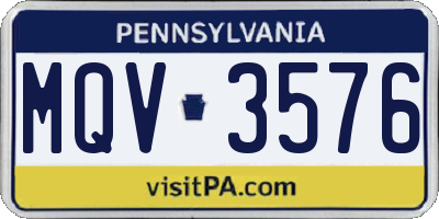 PA license plate MQV3576