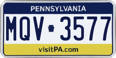 PA license plate MQV3577