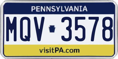 PA license plate MQV3578