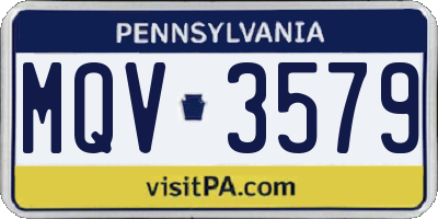 PA license plate MQV3579