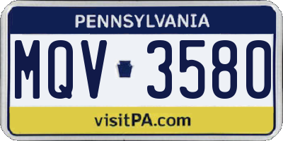 PA license plate MQV3580
