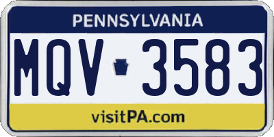 PA license plate MQV3583