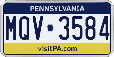 PA license plate MQV3584