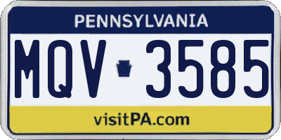 PA license plate MQV3585