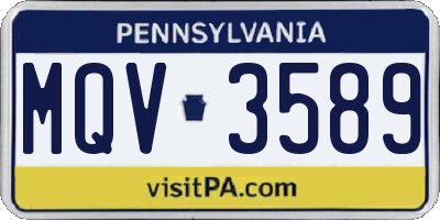 PA license plate MQV3589