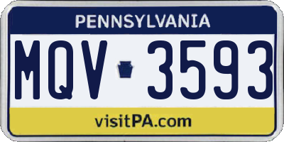 PA license plate MQV3593