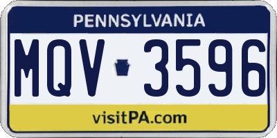 PA license plate MQV3596