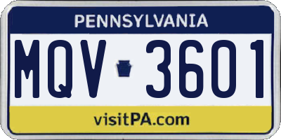 PA license plate MQV3601