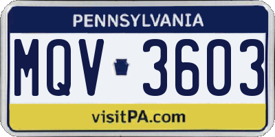 PA license plate MQV3603