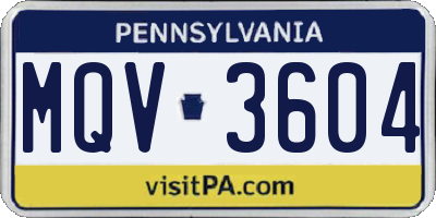PA license plate MQV3604