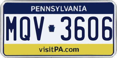 PA license plate MQV3606