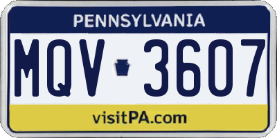 PA license plate MQV3607