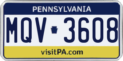 PA license plate MQV3608