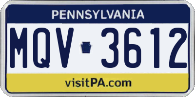 PA license plate MQV3612